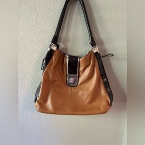 Brighton Fashionista City Block Dovima Brown Black Zebra Shoulder Hobo Bag Purse